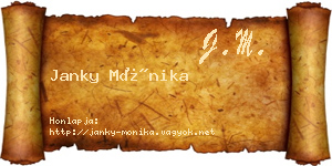 Janky Mónika névjegykártya